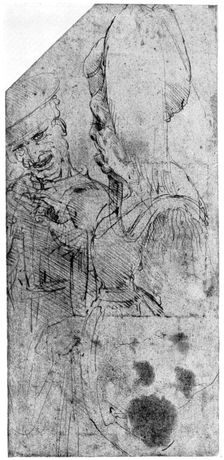 Grotesque couple, late 15th or early 16th century (1954).Artist: Leonardo da Vinci