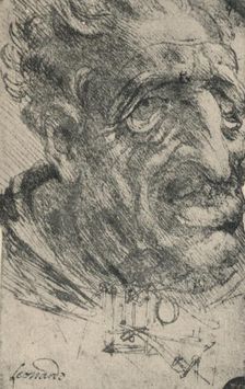Grotesque Head of a Man Turned Three-Quarters to the Right c1480 (1945). Artist: Leonardo da Vinci