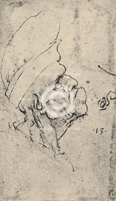 'Grotesque Profile of a Man Wearing a Hat to the Right', c1480 (1945). Artist: Leonardo da Vinci.