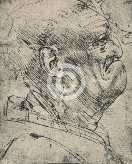 'Grotesque Profile of a Man to the Right', c1480 (1945). Artist: Leonardo da Vinci.