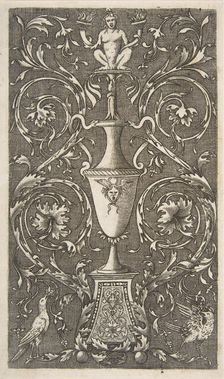 Grotesque with a vase, birds and acanthus scrolls, ca. 1515-1600. Creator: Unknown
