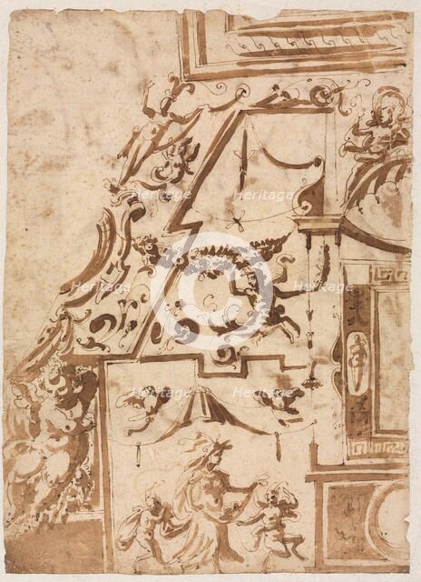 Grotesque with a Leaping Centaur (verso), c. 1565/1588. Creator: Marco Marchetti (Italian, 1565-1588).