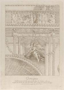 Grotesques: detail of the stucco reliefs decorating the Colosseum in Rome, with a wing..., ca. 1729. Creator: Caylus, Anne-Claude-Philippe de