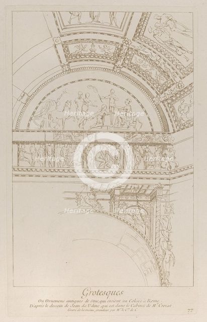 Grotesques: detail of the stucco reliefs decorating the Colosseum in Rome, ca. 1729. Creator: Caylus, Anne-Claude-Philippe de.