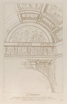 Grotesques: detail of the stucco reliefs decorating the Colosseum in Rome, ca. 1729. Creator: Caylus, Anne-Claude-Philippe de