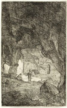 Grotto and Friars, from The Ruins of Rome, 1639/1640. Creator: Bartholomeus Breenbergh