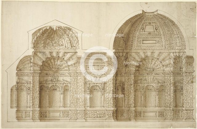 Grotto, probably in the garden at Noisy-le-Grand, longitudinal section. Creator: Anon.