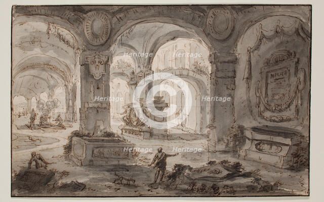 Grotto with Tombs, between 1721 and 1787. Creator: Carlo Galli Bibiena.
