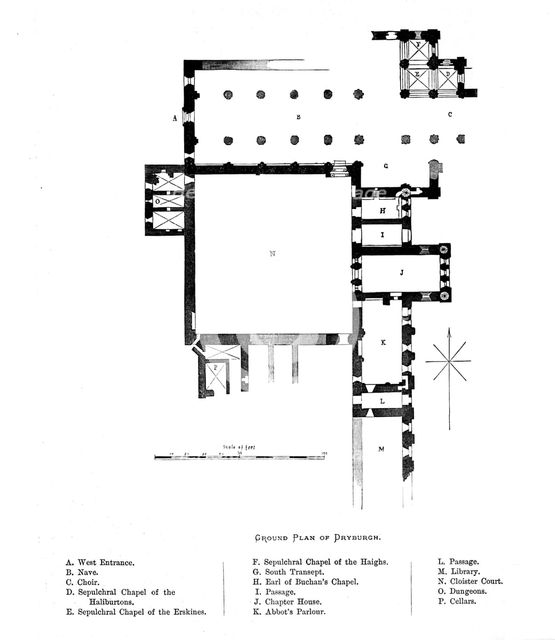 'Ground Plan of Dryburgh', 1897. Artist: Unknown.