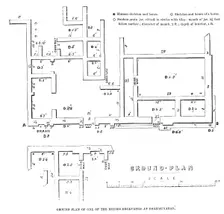 Ground plan of one of the houses excavated at Brahmunabad, 1857. Creator: Unknown