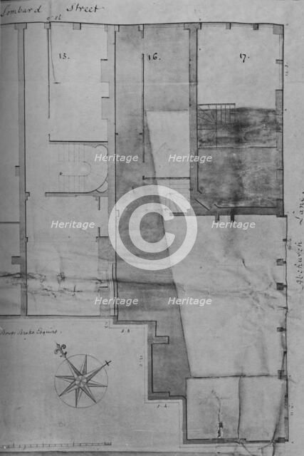 'Ground Plan of Lloyd's Coffee House (No. 16 Lombard Street) in 1773', (1928). Artist: Unknown.
