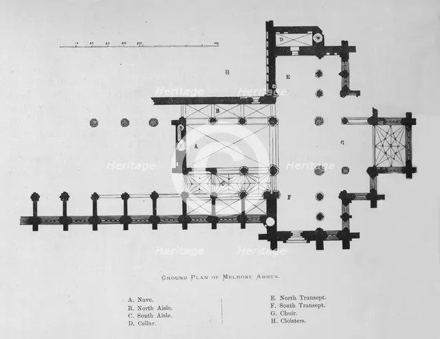 'Ground Plan of Melrose Abbey', 1897. Artist: Unknown.