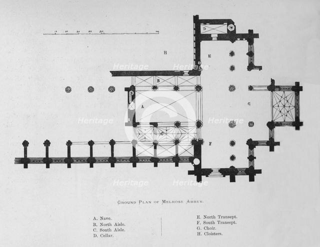 'Ground Plan of Melrose Abbey', 1897. Artist: Unknown.