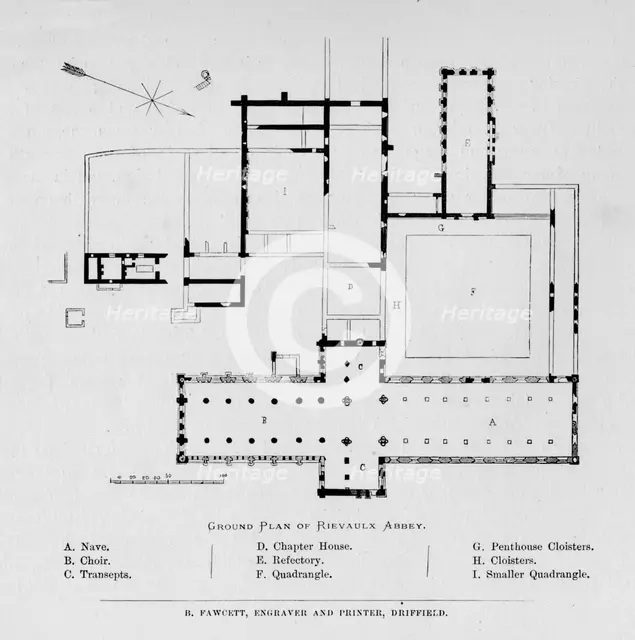 'Ground Plan of Rievaulx Abbey', 1897. Artist: Unknown.