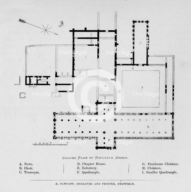 'Ground Plan of Rievaulx Abbey', 1897. Artist: Unknown.