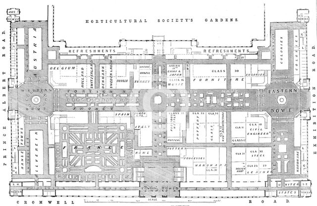 Ground plan of the International Exhibition Building, 1862. Creator: John Dower.