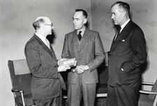 Group Capt Leonard Cheshire, NG Sparkes, B Bengtson, 1956