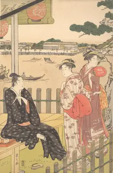 Group at a Tea-house on the Bank of the Sumida River, ca. 1790. Creator: Hosoda Eishi