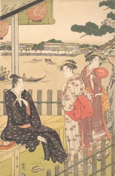 Group at a Tea-house on the Bank of the Sumida River, ca. 1790. Creator: Hosoda Eishi