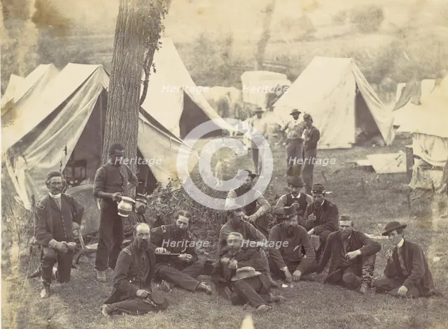 Group at Headquarters of the Army of the Potomac, Antietam, October 1862, 1862. Creator: Alexander Gardner.