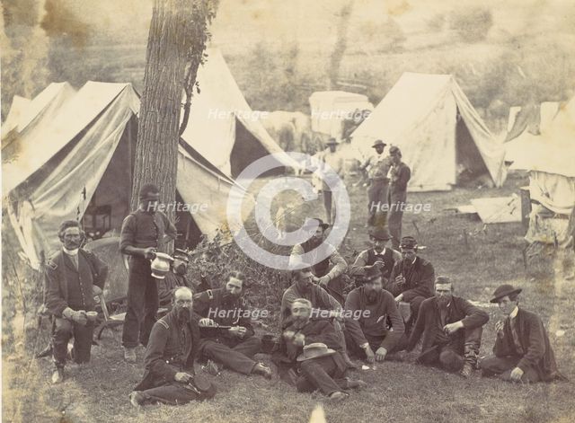Group at Headquarters of the Army of the Potomac, Antietam, October 1862, 1862. Creator: Alexander Gardner.