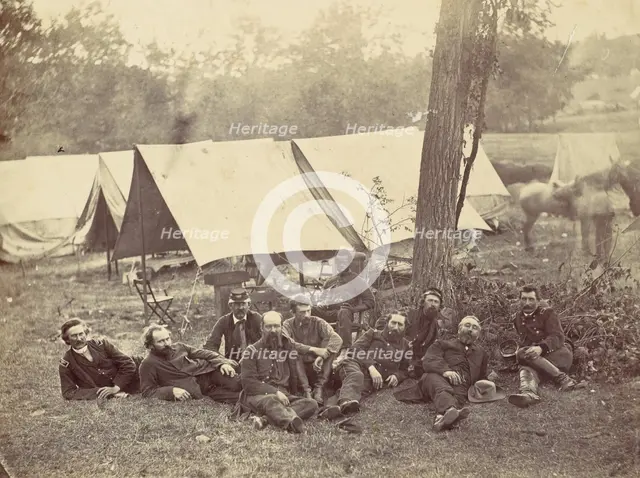 Group at Headquarters of the Army of the Potomac, Antietam, October 1862, 1862. Creator: Alexander Gardner.