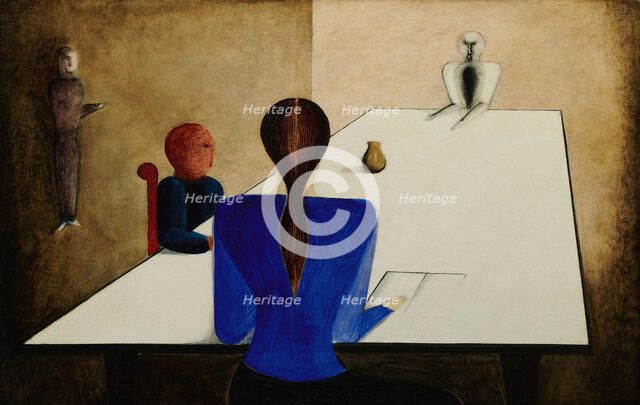 Group at Table, 1923. Creator: Schlemmer, Oskar (1888-1943).