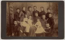 Group family portrait of fifteen people, 1870s. Creator: Unknown