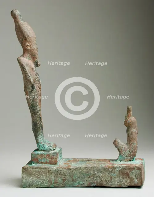Group Figurine of Osiris Facing a Squatting Goddess (image 1 of 2), 26th-31st Dynasty (664-332 BCE). Creator: Unknown.