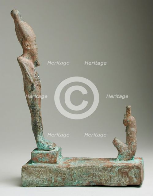 Group Figurine of Osiris Facing a Squatting Goddess (image 1 of 2), 26th-31st Dynasty (664-332 BCE). Creator: Unknown.