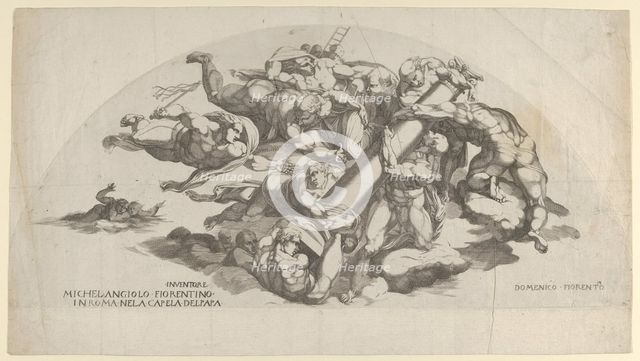 Group from the Last Judgment, Angels Carrying the Column of the Flagellation and t..., 16th century. Creator: Domenico del Barbiere.