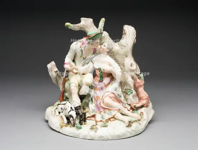 Group: Hunters or Lovers, Ludwigsburg, c. 1765. Creator: Ludwigsburg Porcelain Factory.