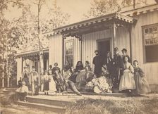 Group on Porch, 1860s. Creator: Egbert Guy Fowx