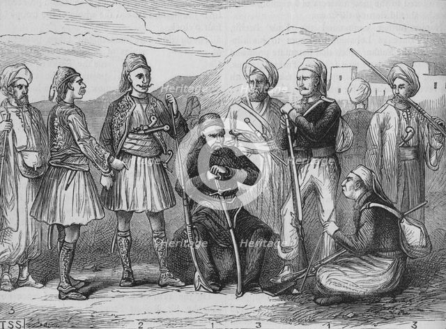 'Group of (1) Turks, (2) Albanians, (3) Druses', c1880. Artist: T.S.S.