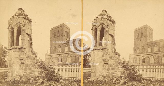 Group of 3 Early Stereograph Views of British Church and Monastery Ruins, 1860s-80s. Creator: Unknown.