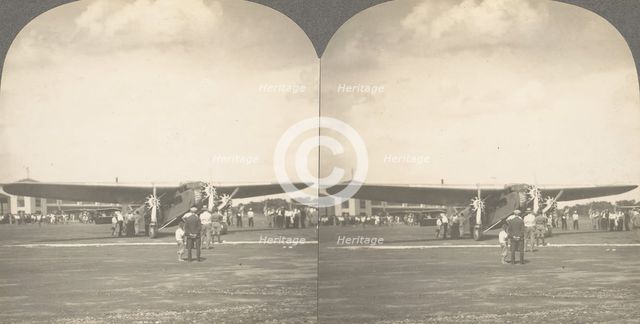 Group of 3 Sterograph Views of Aviation, including the Wright Brothers, 1900-1929. Creator: Keystone View Company.