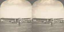 Group of 3 Sterograph Views of Aviation, including the Wright Brothers, 1900-1929. Creator: Keystone View Company