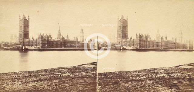 [Group of 5 Stereograph Views of the Houses of Parliament, London, England], 1850s-1910s. Creator: Strohmeyer & Wyman.