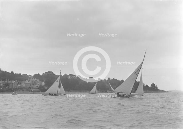 Group of 6 Metre yachts racing upwind, 1921.  Creator: Kirk & Sons of Cowes.