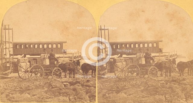 Group of 9 Stereograph Views of Carriages, Stagecoaches, and Wagons, 1860s-80s. Creator: Unknown.