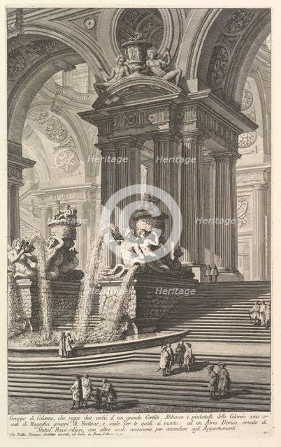 Group of columns which support two arches of a great courtyard . . . (Gruppo di Colonn..., ca. 1750. Creator: Giovanni Battista Piranesi.