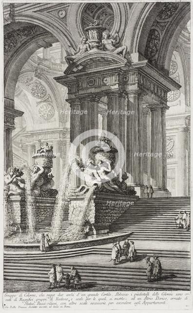 Group of columns which support two arches of a great courtyard... c1743. Creator: Giovanni Battista Piranesi.
