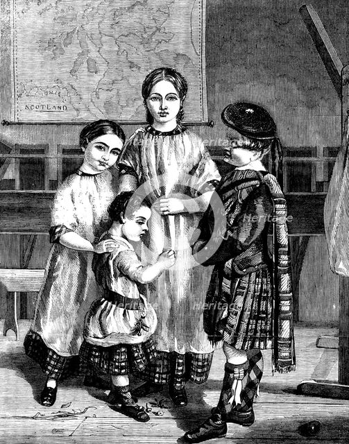 Group of Children in the Royal Caledonian Asylum - from a painting by Mr. Wighton, 1858. Creator: Unknown.