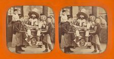Group of children with an effigy of Guy Fawkes., about 1860. Creator: Unknown