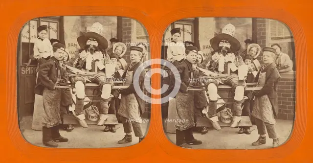 Group of children with an effigy of Guy Fawkes., about 1860. Creator: Unknown.