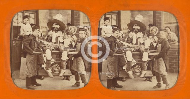 Group of children with an effigy of Guy Fawkes., about 1860. Creator: Unknown.