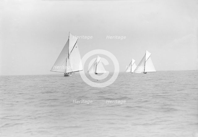 Group of cruisers on Cowes to Weymouth race, 1913. Creator: Kirk & Sons of Cowes.