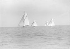 Group of cruisers on Cowes to Weymouth race, 1913. Creator: Kirk & Sons of Cowes