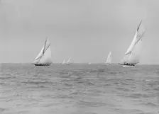 Group of cruisers sailing close-hauled, 1913. Creator: Kirk & Sons of Cowes