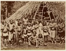 Group of Ackawoi Indians at Ay-Kuru on the Potaro River, Guyana, 1878. Creator: Sir Everard Ferdinand im Thurn